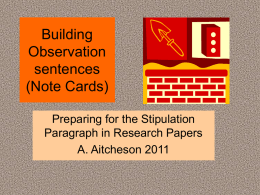 Creating Observational Sentences PowerPoint