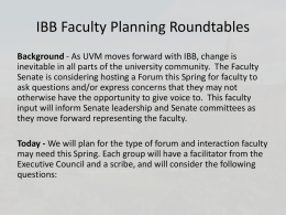 Roundtable Planning Session on IBB Faculty Needs