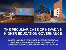 The Peculiar Case of Nevada's Higher Education Governance