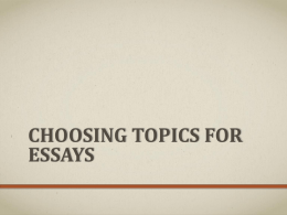 Choosing Topics, Cathy Hanks