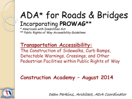 ADA for Roads Bridges Incorporating PROWAG