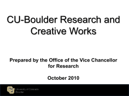 October 2010: Research at CU-Boulder PowerPoint Presentation