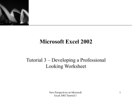 Excel Tutorial 3 PowerPoint