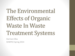 The Environmental Effects of Organic Waste In Was+
