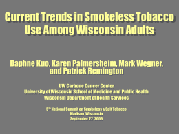 Breakout Session 14B: Current Trends in Smokeless Tobacco Use Among Wisconsin Adults presented by Daphne Kuo, Karen Palmersheim and Mark Wegner