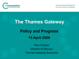 The Thames Gateway: government policy and progress so far