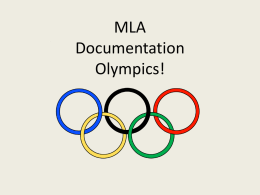 MLA Documentation Olympics