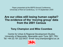 Are our cities still losing human capital? The evidence of the 'moving group' data from the 2001 Census