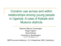 Condom use between and within relationships among young people in Kabale and Mukono districts in Uganda