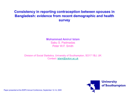 Consistency in reporting contraception between spouses in Bangladesh: evidence from recent demographic and health survey