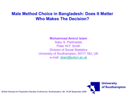 Male method choice in Bangladesh: Does it matter who makes the decision?