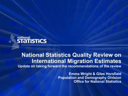 Update on taking forward the recommendations of the National Statistics Quality Review on International Migration Estimates