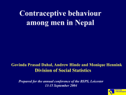 Contraceptive behaviour of married men in Nepal