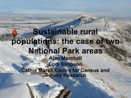 Estimating and projecting the population of National Park Areas in the UK.