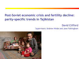 Post-Soviet economic crisis and fertility decline: parity-specific trends in Tajikistan.