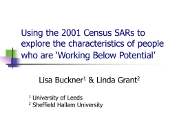 Using the 2001 Census SARs to explore the characteristic of people who are 'working below potential.