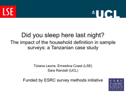 Did you sleep here last night? The impact of the household definition in sample surveys: a Tanzanian case study.