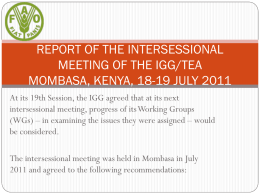 Report of the Intersessional Meeting of the IGG on Tea, July 2011
