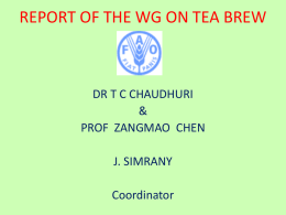 Report of the Working Group on MRLs Tea Brew