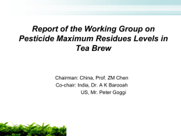 First report of the Working Group on Maximum Residue Levels in the Brew