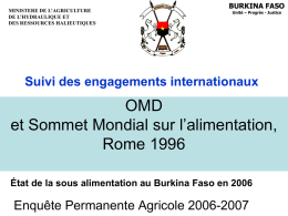 État de la sous alimentation au Burkina Faso en 2006