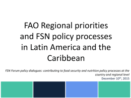 FAO Regional priorities and FSN policy processes in Latin America and the Caribbean 