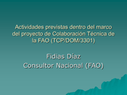 Actividades previstas dentro del marco del proyecto de colaboracion tecnica de la FAO (TCP/DOM/3301)