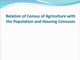 Linkage of Population and Housing Census with Agricultural Census - Tonga