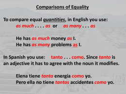 Comparisons of Equality