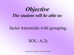 Factoring Trinomials Grouping