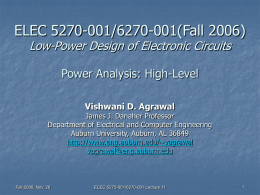 Lecture 11: Power Analysis: High-Level