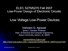 Lecture 5: Low Voltage Low-Power Devices