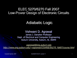 Lecture 11: Adiabatic Logic