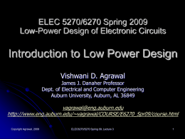 Lecture 3: Introduction to Low Power Design