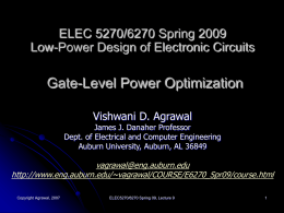 Lecture 9: Gate-Level Power Optimization