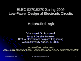 Lecture 13: Adiabatic Logic