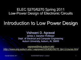 Lecture 1: Introduction to Low Power Design