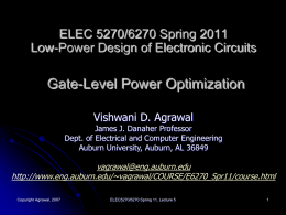 Lecture 5: Gate-Level Power Optimization