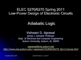 Lecture 8: Adiabatic Logic
