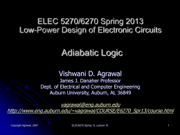 Lecture 10: Adiabatic Logic
