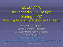Lecture 10: Reducing Power through Multicore Parallelism