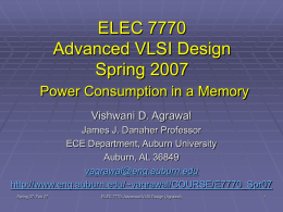 Lecture 12: Power Consumption in a Memory