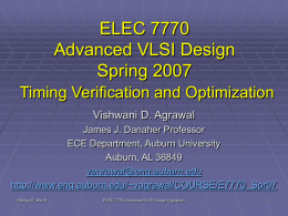 Lecture 14: Timing Verification and Optimization