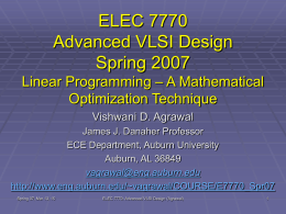 Lecture 15: Linear Programming - A Mathematical Optimization Technique