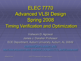 Lecture 5: Timing Verification and Optimization