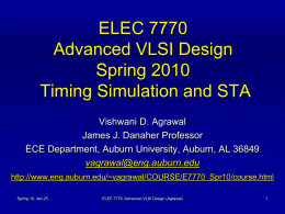 Lecture 4: Timing analysis and STA