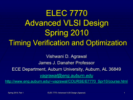 Lecture 5: Timing Verification and Optimization