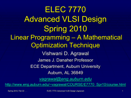 Lecture 9: Linear Programming - A Mathematical Optimization Technique