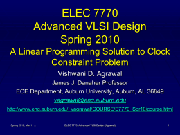 Lecture 10: A Linear Programming Solution to Clock Constraint Problem