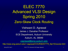 Lecture 11: Zero-Skew Clock Routing